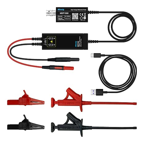 Micsig Oscilloscope HV Probe MDP Series MDP1500 100Mhz High Voltage Differential Probe BNC Interface Dual Range Selection Quick Zero USB Power Supply(MDP1500)