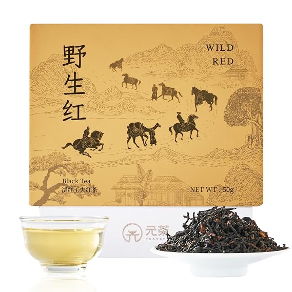 Yunnan Wild Black Tea 50g Fengqing Dianhong from Ancient Tea Trees Loose Leaf Chinese Red Tea with Sweet Floral & Fruity Aroma Smooth, Low Astringency Brew