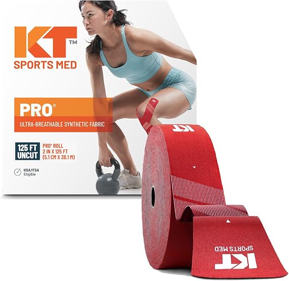 KT Tape Pro Jumbo 125 ft Uncut Kinesiology Therapeutic Sports Roll, Red
