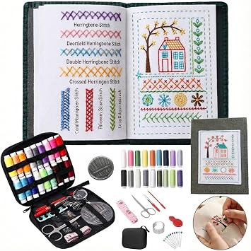 Nyrvexa 2026 New Embroidery Stitch Book Kit, with a Complete Toolkit and Instructional Tutorial,Portable All Scenario Embroidery Stitch Book for Beginners and Enthusiast