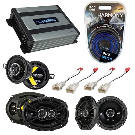 Kicker 43DSC69304 Speakers with HA-A400.4 Amp Fits 2005-2014 Toyota Tacoma