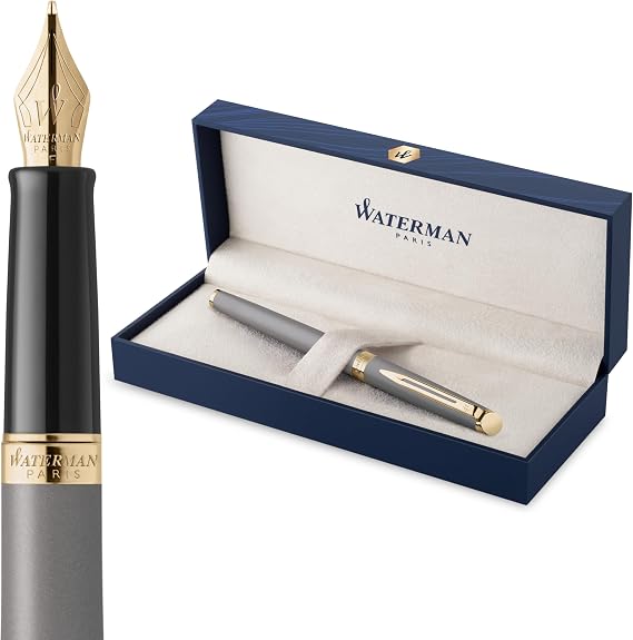 Waterman Hémisphère Fountain Pen | Stone Grey (The Understated Edit Collection) | Fine Nib with Blue Ink | Gift Box