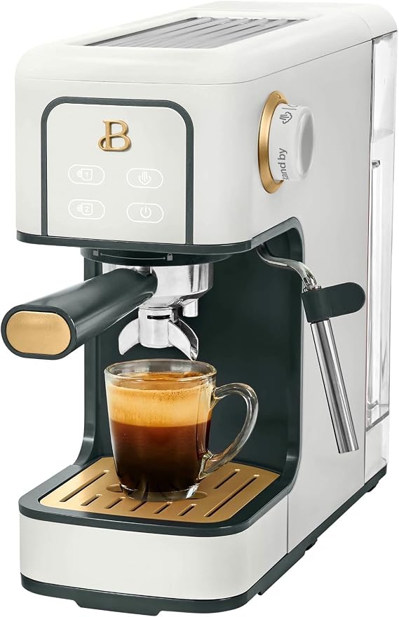 IT'S BRAZILIAN Slim Espresso Machine with 20-Bar Pressure, White Icing by Drew Barrymore