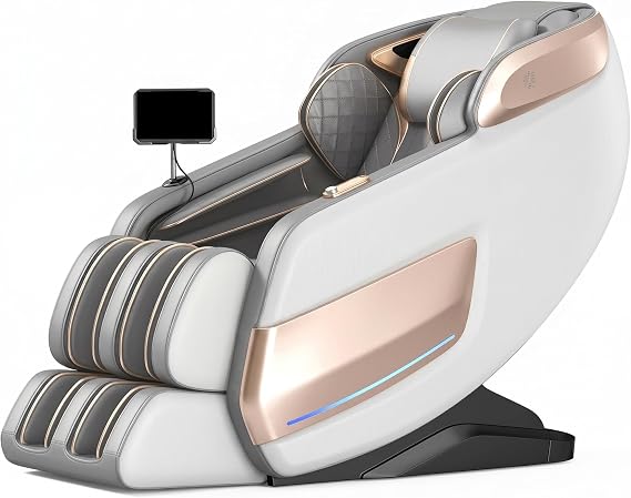 Massage Chair Full Body Zero Gravity, SL Track Shiatsu Massage Recliner with Fascia Massage Mechanism, Negative, 6 Auto Modes & Thai Stretch, Full Body Airbags for Home Office(Bianco)