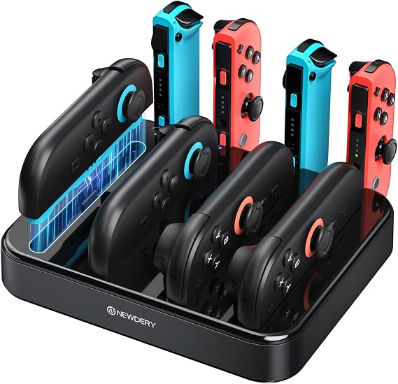 NEWDERY Controller Charger for Nintendo Switch 1/2 Joy Con, Charging Dock