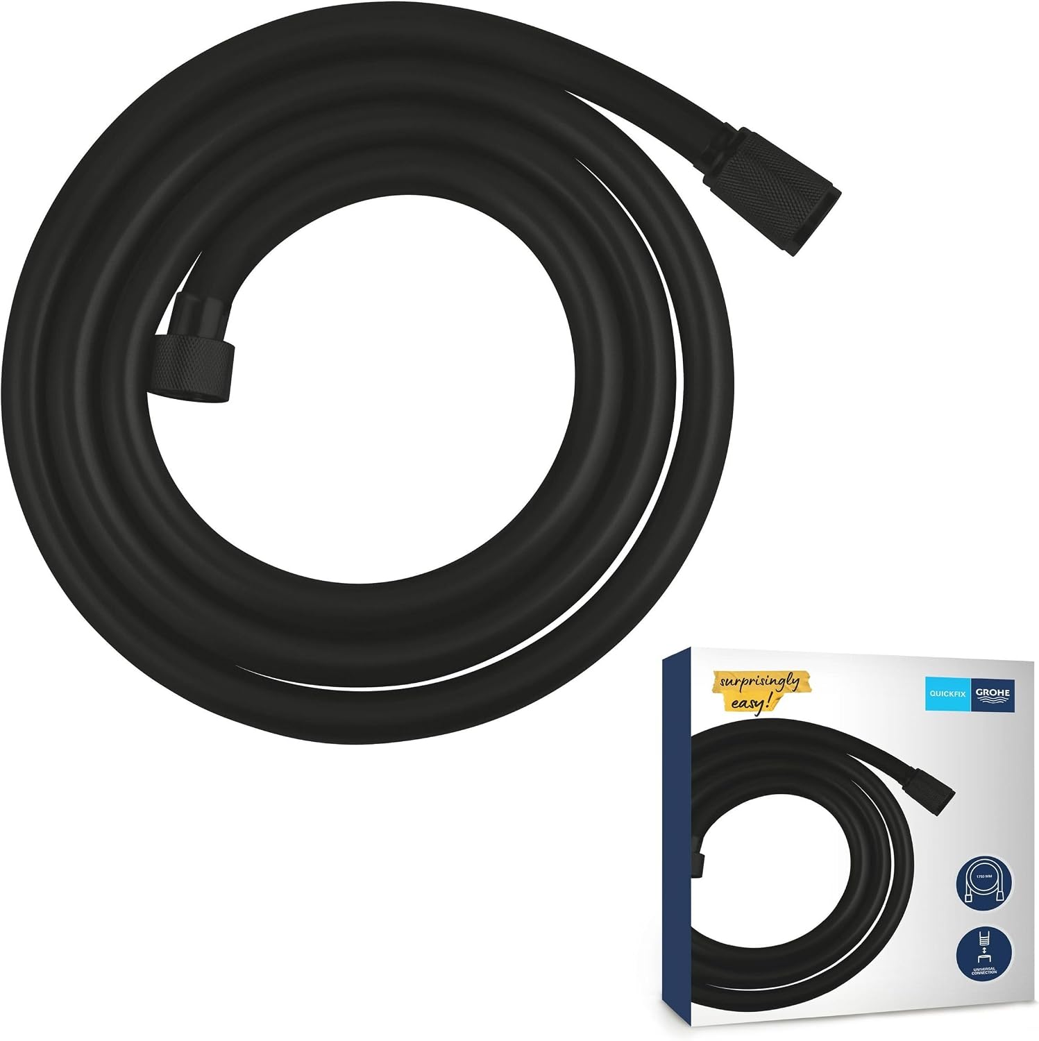 GROHE VitalioFlex Trend QuickFix Shower Hose, 1750 mm, Matte Black, 287422432