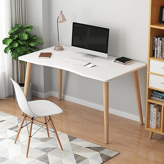 Computer Desk, Small Home Office Desk for Bedroom, Modern Simple Style Computer Gaming Desk, 27.56x15.75x28.74 inches, 150kg Bearing, White
