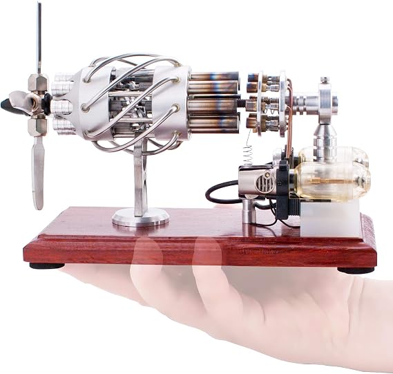 DjuiinoStar 16-Cylinders Hot Air Stirling Engine, Cool Desk Decor, Science with Fun! DHA-M-901