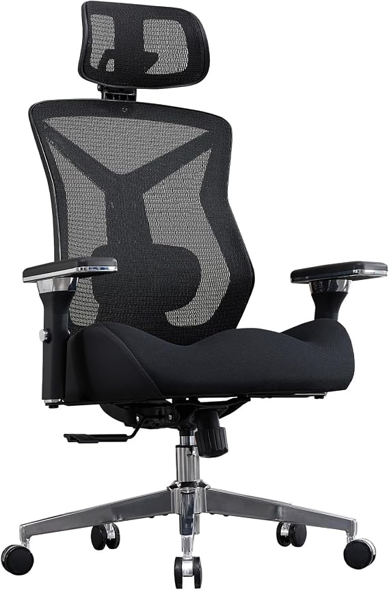 600lbs Big and Tall Office Chair with W-Shaped Seat Cushion, Ergonomic Mesh Desk Chair with Adjustable Lumbar Support, 4D Armrests for Heavy People