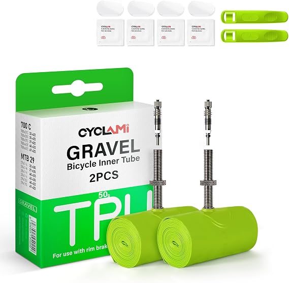 2 Pack Gravel TPU Bike Inner Tube 700 x 32-47C & 29'' MTB Bicycle Tire Removable Nozzle Core Metal Presta Valve 45/60mm