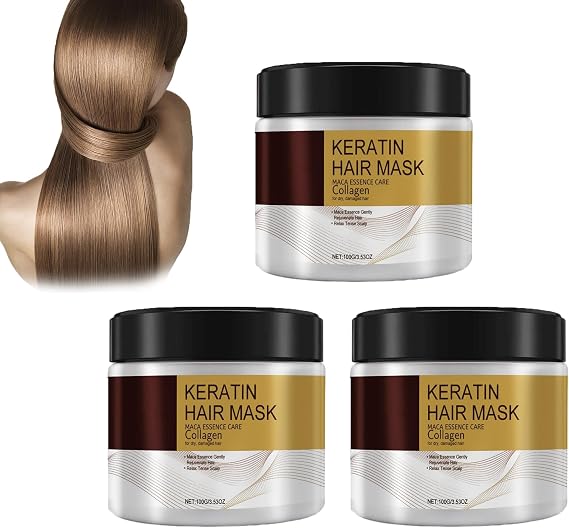 Collagen Hair Mask, 3.5 oz 100 g, Repair Moisturizing Hair Mask, Highly Moisturizing, Glazing, Smooth, Soft & Shine, Hair Treatment, Strengthens Hair, Corn Protein Pouring Membranes, Easy Care at