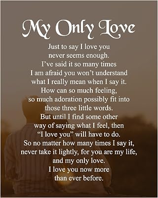 AMERICAN LUXURY GIFTS My Only Love Letter - Romantic Script Wall Art - Bedroom Wall Decor - 8x10 Unframed Print