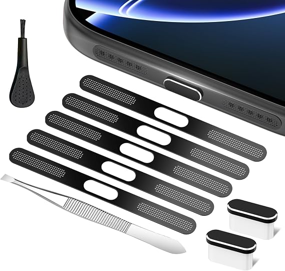 iPhone 18 Pro用スピーカープロテクター&USB Cダストプラグ ブラック