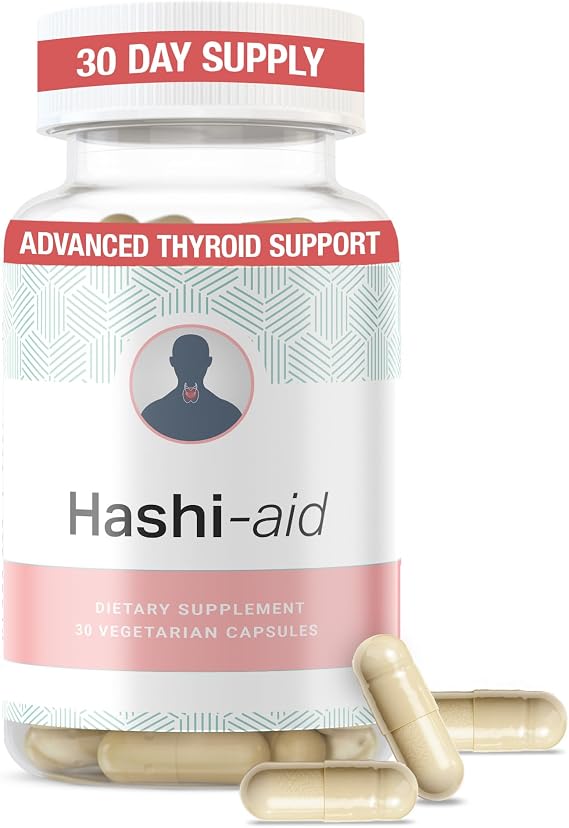 IBDassistTM Hashi Aid Thyroid Support for Women & Men - Thyroid Supplement for Hashimotos Disease & Hypothyroidism - Packed with Ashwagandha, Selenium, Zinc, Essential Vitamins & More - 30 Capsules