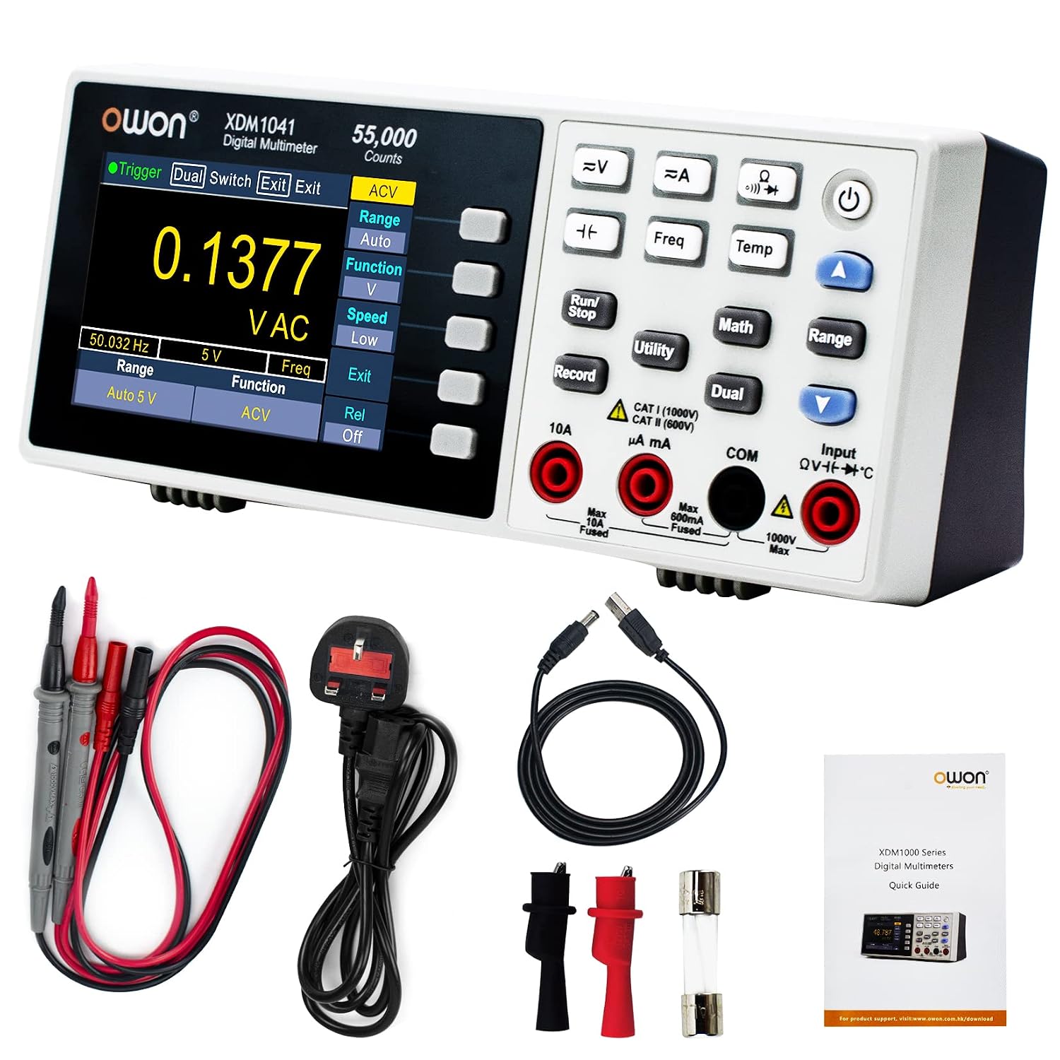 OWON XDM1041 Protable Bench Multimeter with 3.5 Inch 55,000 Counts True RMS Ultra-light Digital Multi Tester for Labs, Factories