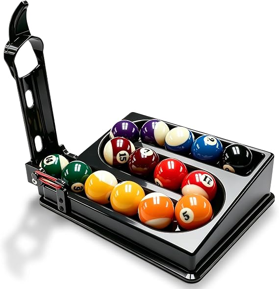 Billiards Training Rack Pro, Portable Billiards & Snooker Training Rack, Training Rack Pool Billiards, Pool Skills Trainer & Ball Launcher, Holds 15 Balls, One-Piece Abs Construction