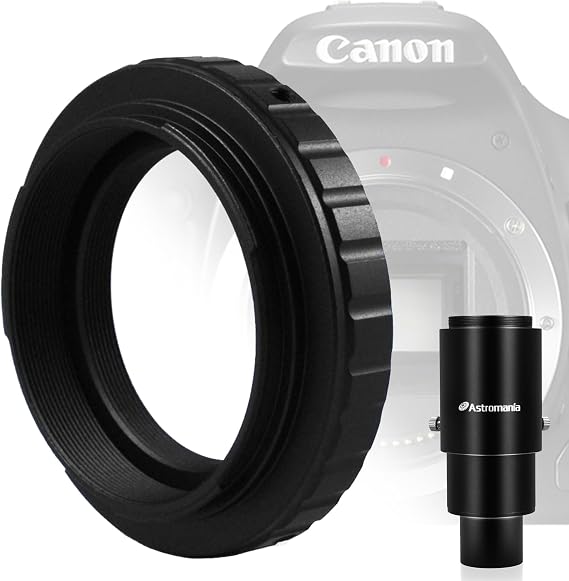Astromania 1.25" Extendable Camera Adapter - Bundle with - Canon EOS DSLR/SLR Camera T-Ring Adapter