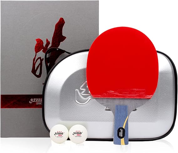Professional Ping Pong Racket Set with Racket Case,Offensive Table Tennis Bats,Suitable for Coaches and Senior Athletes 1 Pack/Long Handle
