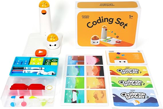 Programmable Robot Toy Kids 4-10 Years, MatataStudio Coding Set Electronic Coding Robot with DIY Programming Module for Learning Early Programming Gift STEM Educational Toy