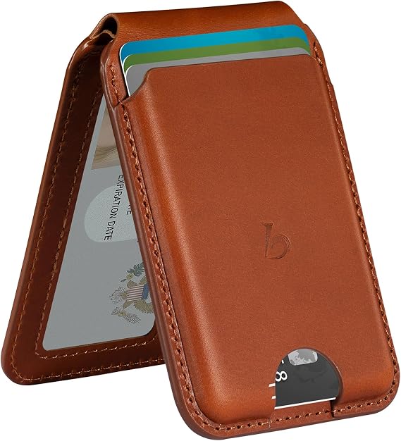 Belemay Vegetable-Tanned Leather Magnetic Wallet with Stand for MagSafe