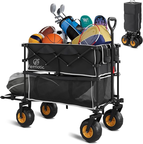 Beach Wagon with Big Wheels for Sand,400L Double Decker Wagon with Extender