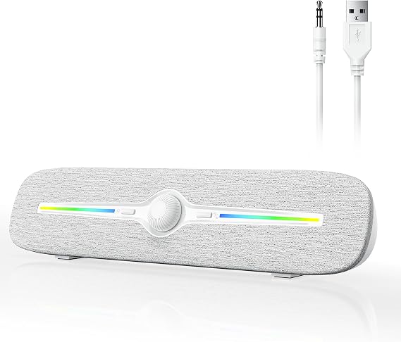 SOULION Computer Speakers, Wired 3.5mm Aux Bluetooth Soundbar for Desktop