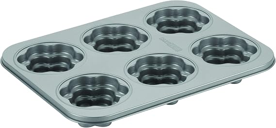 Cake Boss Nonstick Specialty Bakeware Nonstick 6-Cup Cakelette Pan - 6 Cup, Gray