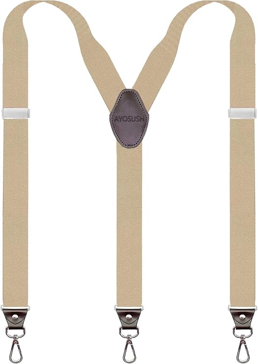 Hook Suspenders for Men Swivel Hooks Adjustable Elastic Retro Suspenders