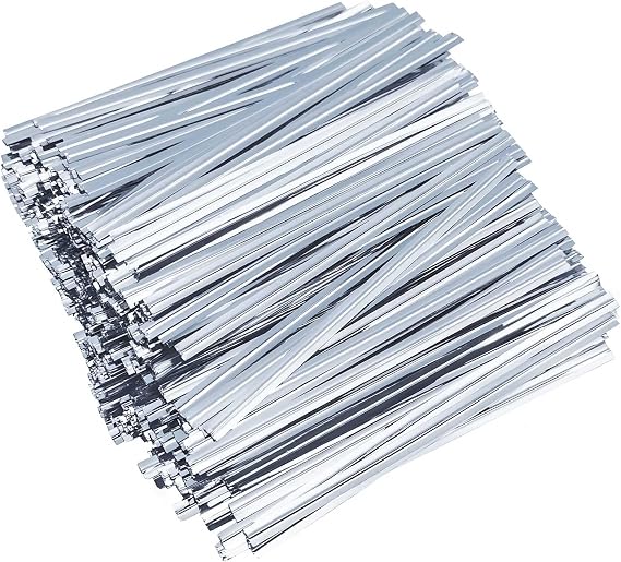 Easytle 500 Pcs Metallic Twist Ties 5" Sliver Twist Ties for Bags Foil Twist Ties Bread Ties Plastic Cable Ties Candy Ties Twist Tie Bag Ties for Bread Bags Gift Bags Wrapping Cello Bags Treat Bags