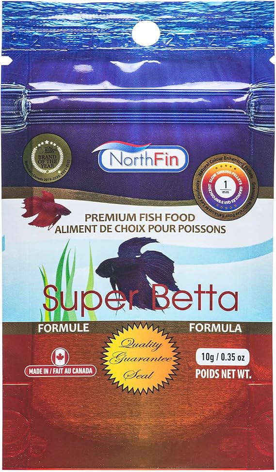 Northfin Super Betta Fish Food, Slow-Sinking Pellets, 1mm, 10g