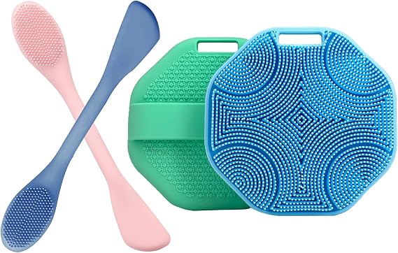 2-Pack Silicone Face Scrubber & 2-Pack Silicone Body Scrubber