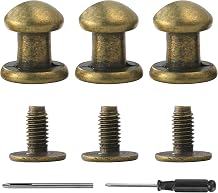 YORANYO 30 Sets 8MM Round Head Button Stud for Leather Chicago Screws Spikes and Stud Leather Rivets Screws Button Rivets for Repair and Decorate Clothing Shoes Belts Bags Dog Collars (Antique Copper)