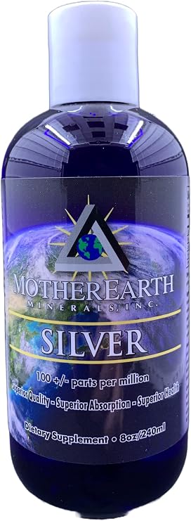 Mother Earth Minerals Ionic Liquid Silver Supplement High Absorption Angstrom Silver Mineral Drops for Immune Support, Cellular Balance & Daily Wellness, 8 oz