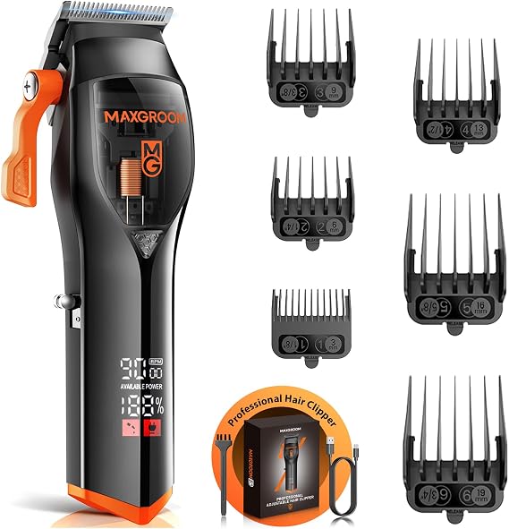MAXGROOM Hair Clipper, 9000 RPM Magnetic-Levitation Motor, DLC Blade