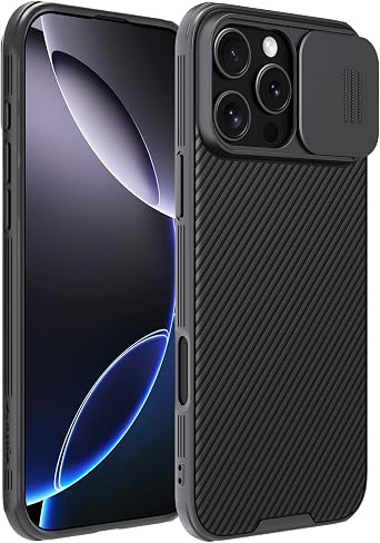 Nillkin for iPhone 16 Pro Case with Camera Cover, [Camera Lens Protector] [Scratch-Resistant] [360 Full Protection] Shockproof Slim Protective Case for iPhone 16 Pro 6.3 Inch, Black