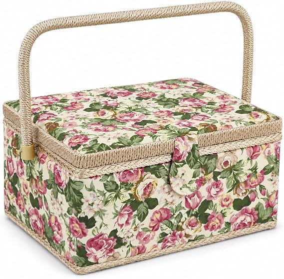 Large Sewing Basket with Accessories, Sewing Organizer Box for Craft Supplies Storage