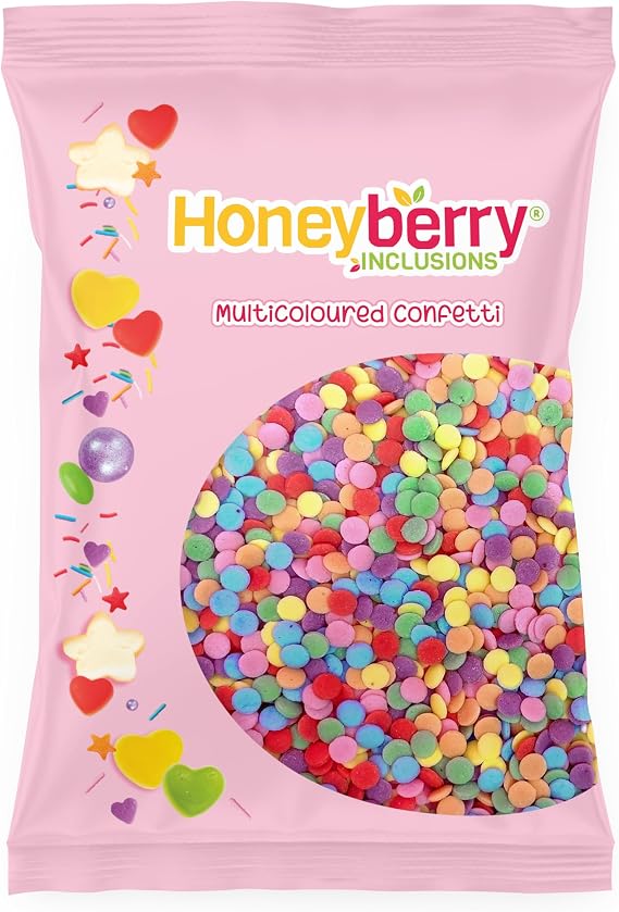 Rainbow Confetti Sprinkles 55g Sachet - Natural Edible Multicoloured Circles Decorating Sprinkles - Perfect for Baking, Cupcake and Cake Decorations, Ice Cream, Desserts and Icing Decoration Toppers