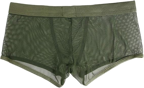 Men's Sexy See Through Mesh Boxer Briefs,Relaxed Fit Comfy Breathable and Cool Seamless underwear Adjustable Briefs