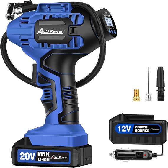 AVID POWER Cordless Tire Inflator Portable Air Compressor 20V Auto Shut-Off
