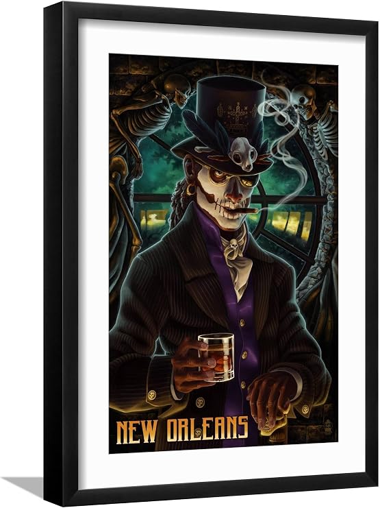 AllPosters Wall Art Print Baron Samedi Voodoo - New Orleans, Louisiana on Black Frame by Lantern Press, 12x18