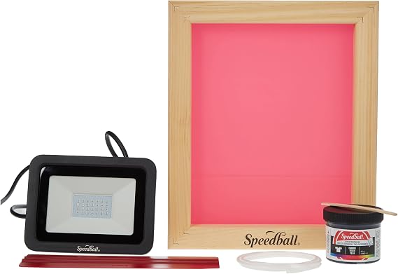 Speedball Speed Screens Screen Printing Kit, Includes Ink, Squeegee, Frame, UV Exposure Light