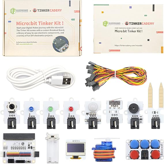 ELECFREAKS microbit Tinker Kit Sensor Stater Kit with 35+ Projects DIY Programming with Basic Coding Electronics Modules and Wiki Tutorial(Without Micro:bit)