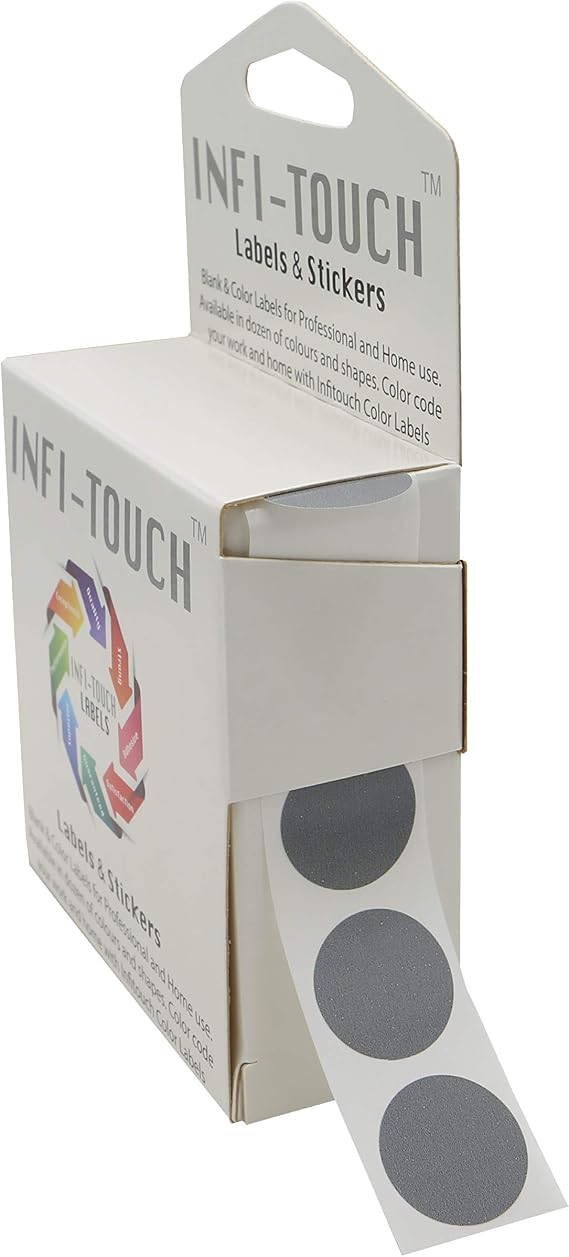 Labels 3/4 Inch Round Permanent Color-Code Dot Stickers, 1000 per Dispenser Box (Gray)