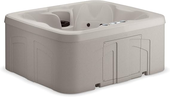 Lifesmart 4-Person Plug & Play 13-Jet Hot Tub Spa and Thermal Cover, Sand | Outdoor Spa with 13 Jets 1.0 HP Pump, Thermal Cover and LED Light