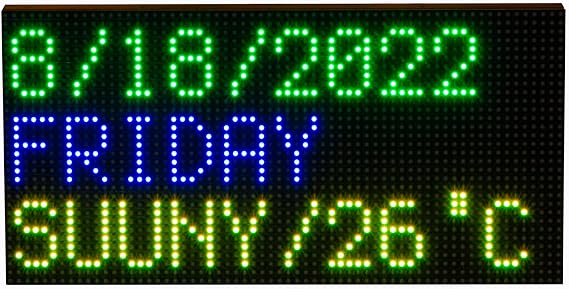 RGB LED Matrix Panel Display for Raspberry Pi Pico ESP32, 64 x 32 Pixels, 2048 RGB LEDs, Adjustable Brightness, Bluetooth Connectivity