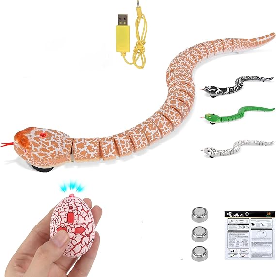 FauKait Remote Control Snake Toy RC&Robot Electric Snake Toy Fast Moving of Fake Rattlesnake Christmas Halloween Toys Party Favor Gifts Joke Prank for Kids Boys(Brown)