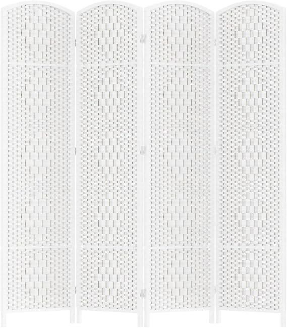HALLYBEE Room Divider Panel,4 Panel Partition Room Dividers Screen, White