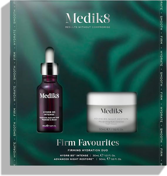 Medik8 Firm Favourites - Firming Hydration Duo - Hydr8 B5 Intense Serum (50ml) & Advance Night Restore Cream (50ml) - Moisture, Smoothing & Firming