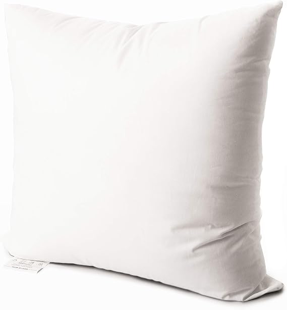 EDOW Luxury Throw Pillow Insert, Soft Fluffy Down Alternative Polyester Square Form Decorative Pillow Insert,Sham Stuffer,Cotton Cover for Sofa, Couch,Bed and Car. (White, 18x18)