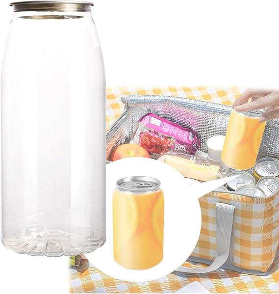 Sealable PET Plastic Can Sealing Cups with Aluminum Lids - 200-Pack, Leak-Proof Juice Bottles for Smoothies, Boba, Iced Coffee, Compatible with Can Sealer Machine 330ml
